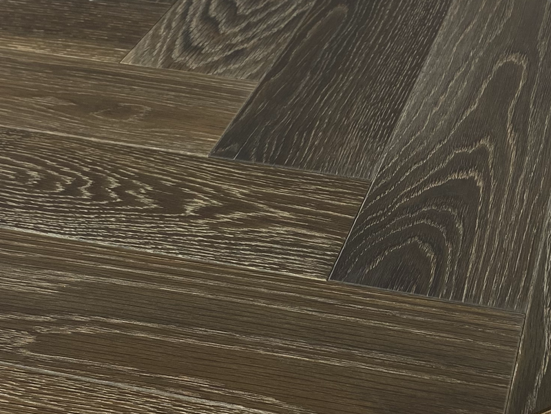 Lago Collection - Herringbone Moro European Oak Smoked Wire-brushed Herringbone